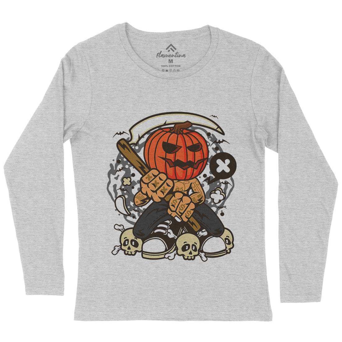 Pumpkins Reaper Womens Long Sleeve T-Shirt Halloween C199