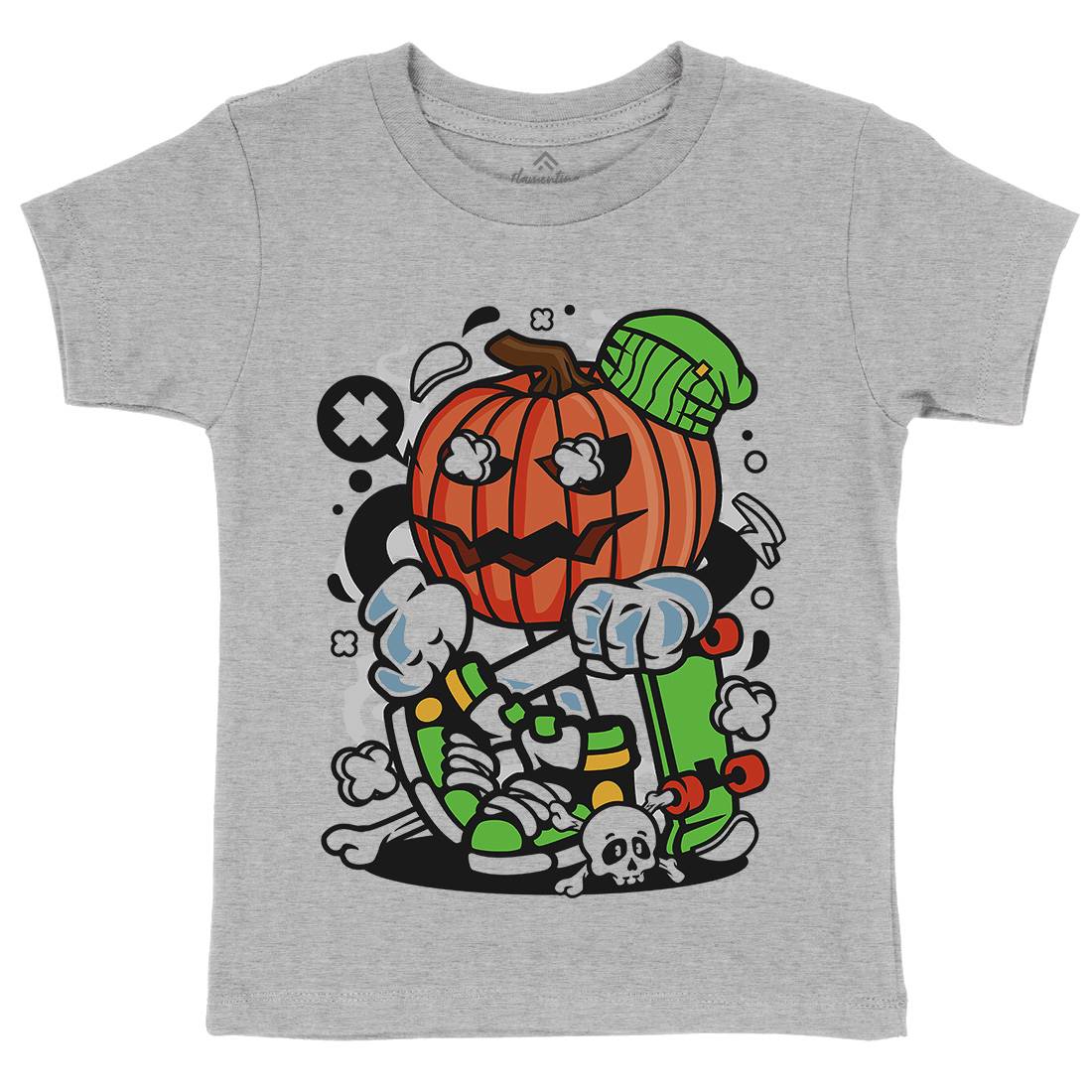 Pumpkins Skater Kids Organic Crew Neck T-Shirt Halloween C200