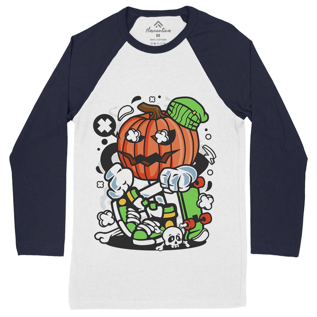 Pumpkins Skater Mens Long Sleeve Baseball T-Shirt Halloween C200