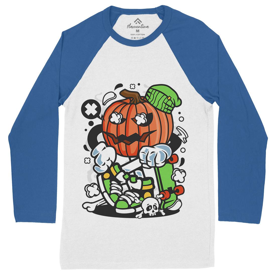 Pumpkins Skater Mens Long Sleeve Baseball T-Shirt Halloween C200