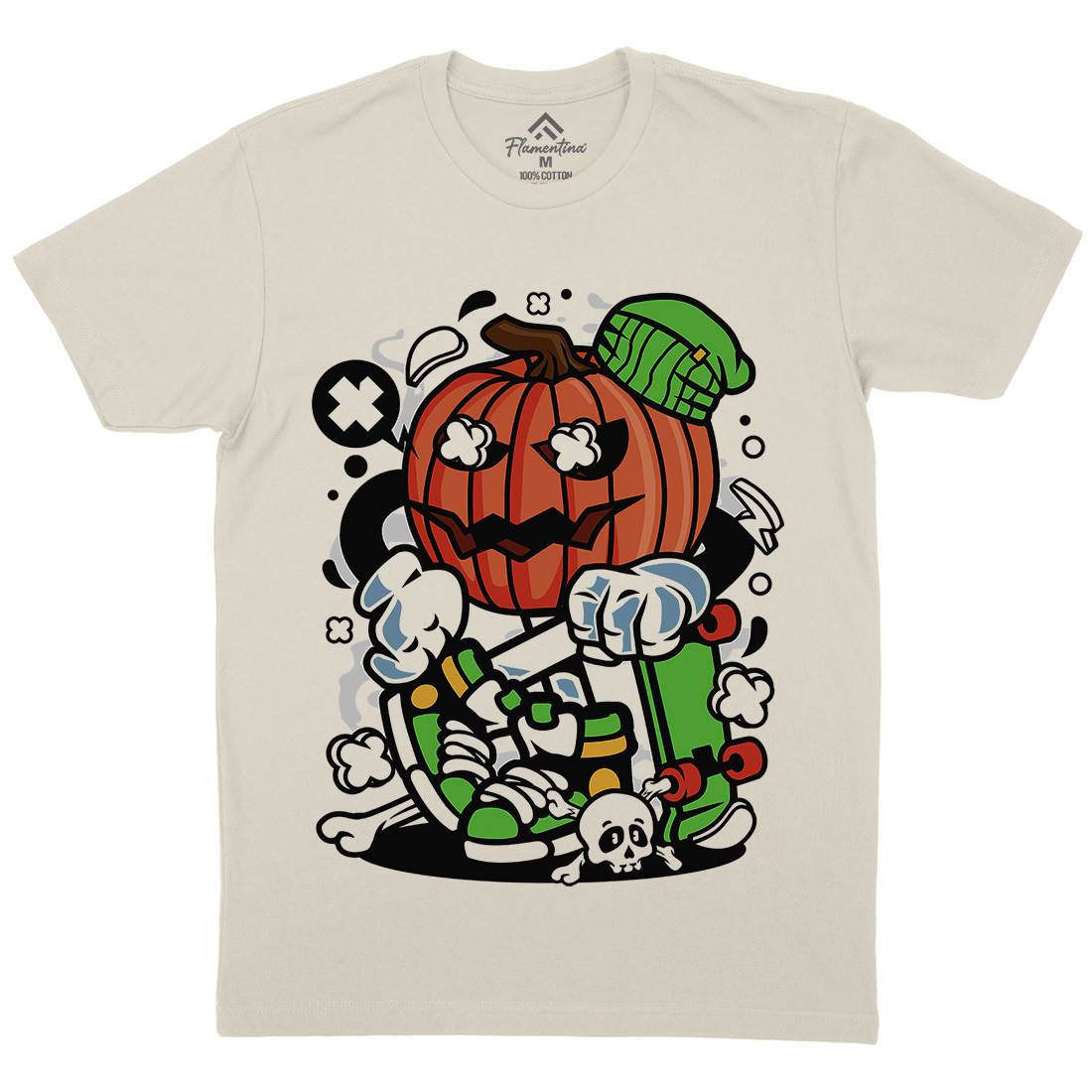 Pumpkins Skater Mens Organic Crew Neck T-Shirt Halloween C200