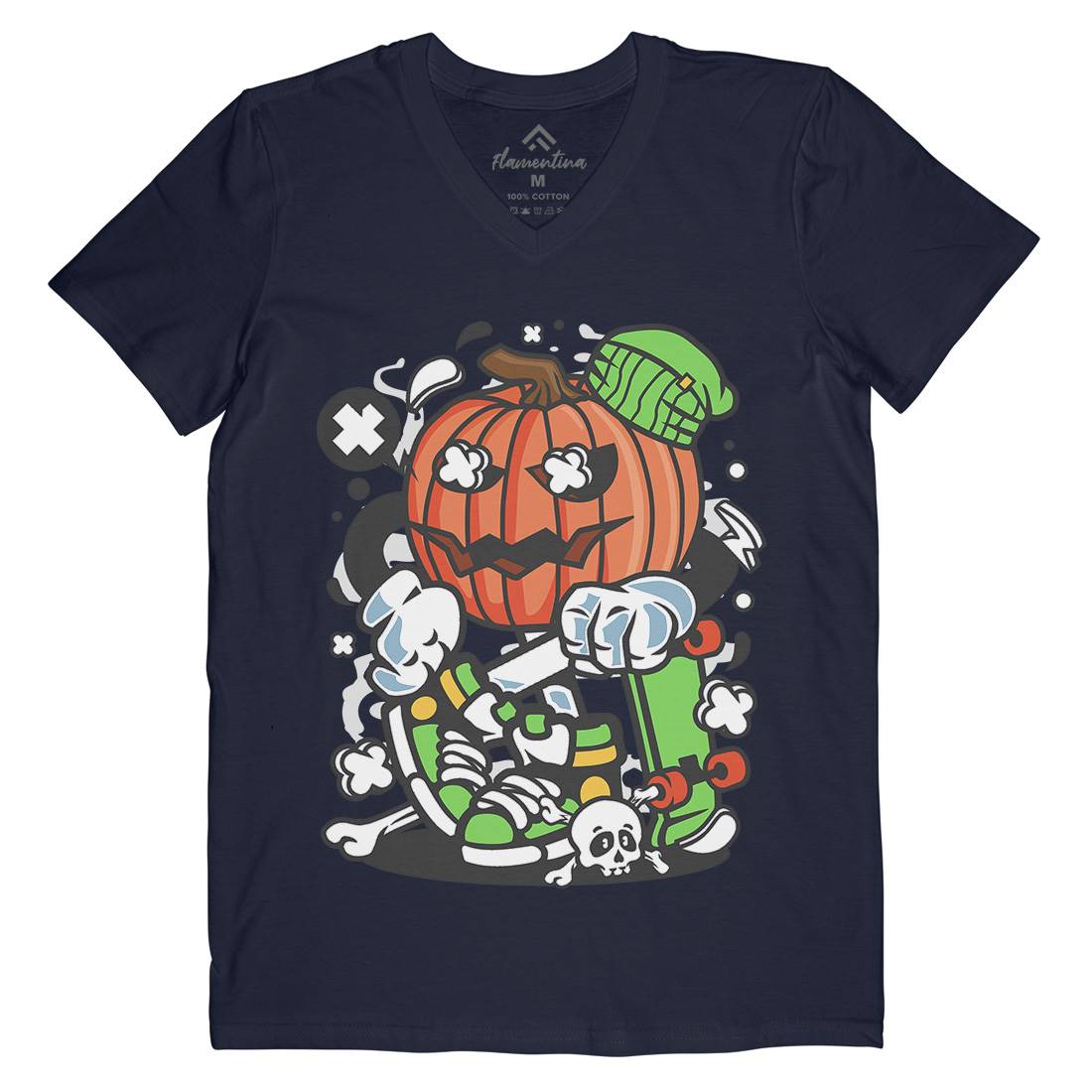 Pumpkins Skater Mens V-Neck T-Shirt Halloween C200