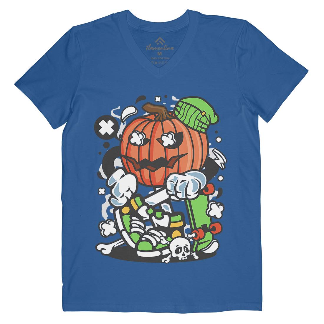 Pumpkins Skater Mens V-Neck T-Shirt Halloween C200