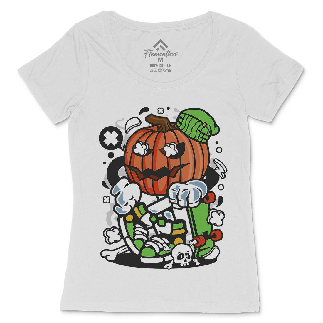 Pumpkins Skater Womens Scoop Neck T-Shirt Halloween C200