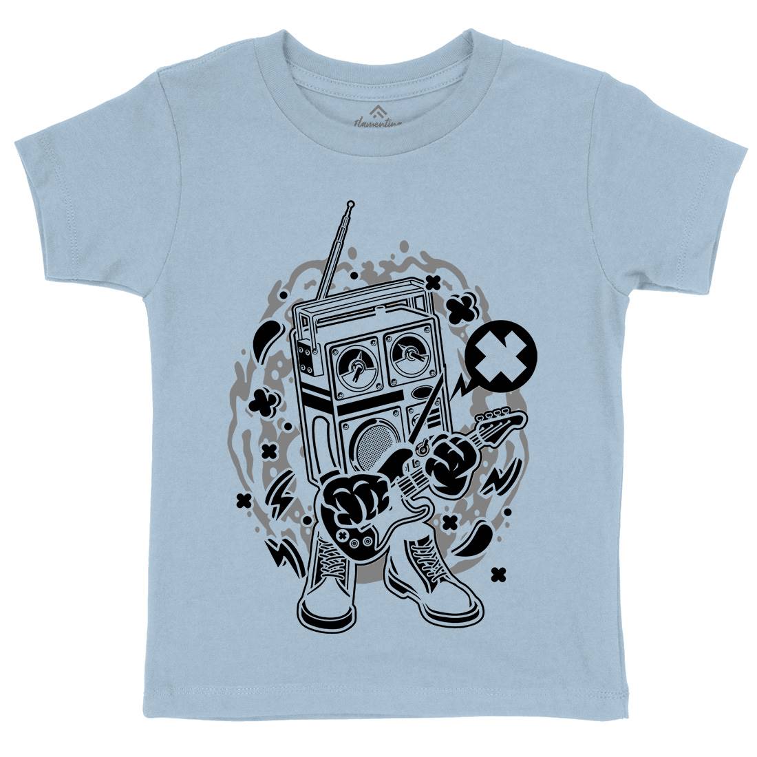 Retro Radio Rocker Kids Organic Crew Neck T-Shirt Music C203