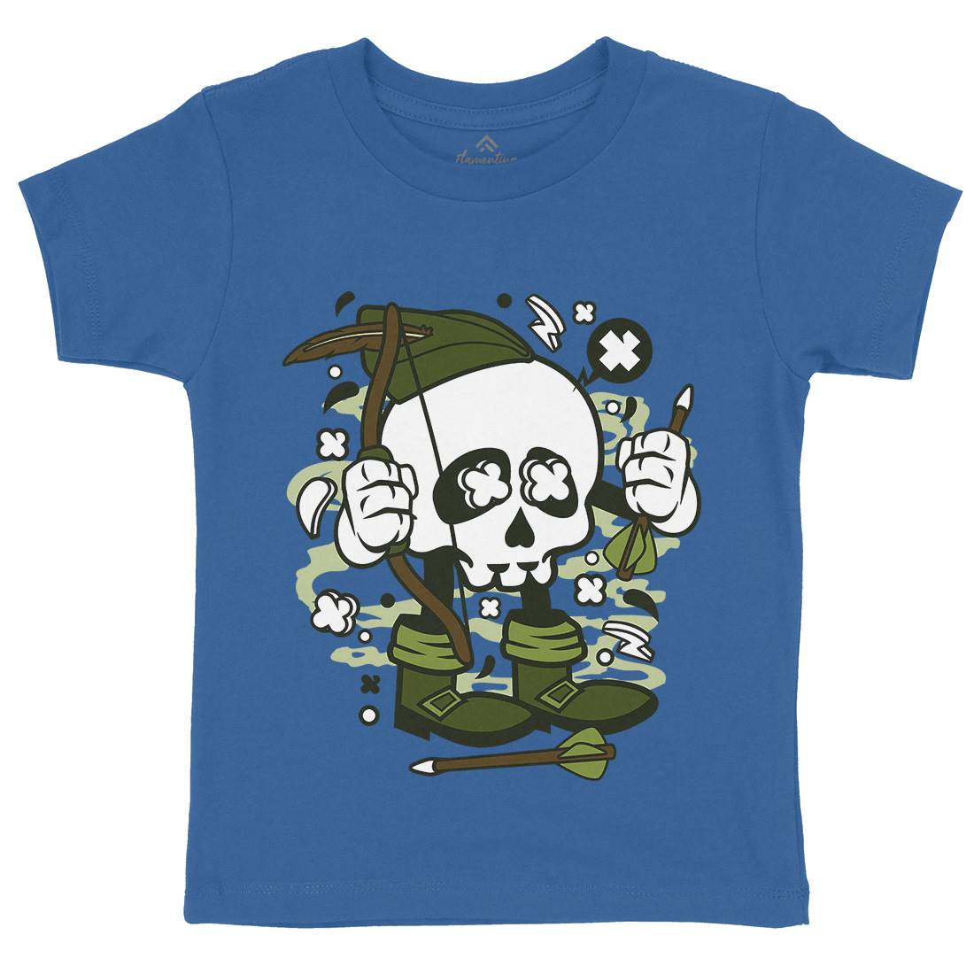Robin Hood Skull Kids Organic Crew Neck T-Shirt Warriors C205