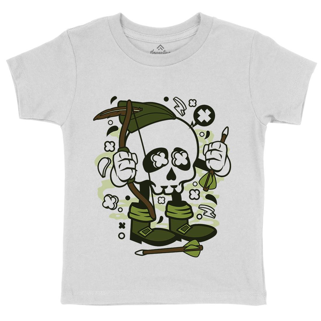 Robin Hood Skull Kids Crew Neck T-Shirt Warriors C205