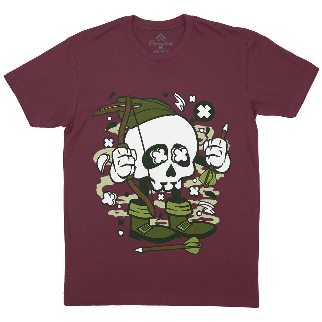 Robin Hood Skull Mens Crew Neck T-Shirt Warriors C205