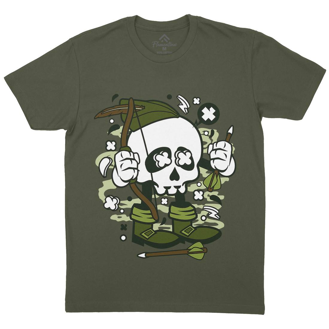 Robin Hood Skull Mens Crew Neck T-Shirt Warriors C205