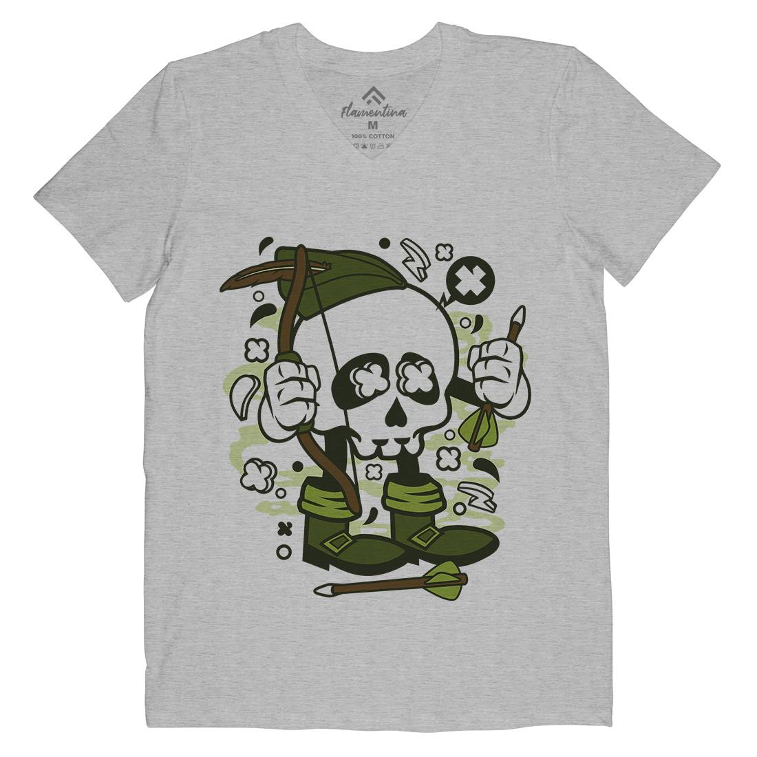 Robin Hood Skull Mens V-Neck T-Shirt Warriors C205
