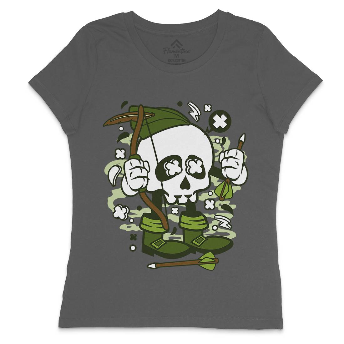 Robin Hood Skull Womens Crew Neck T-Shirt Warriors C205