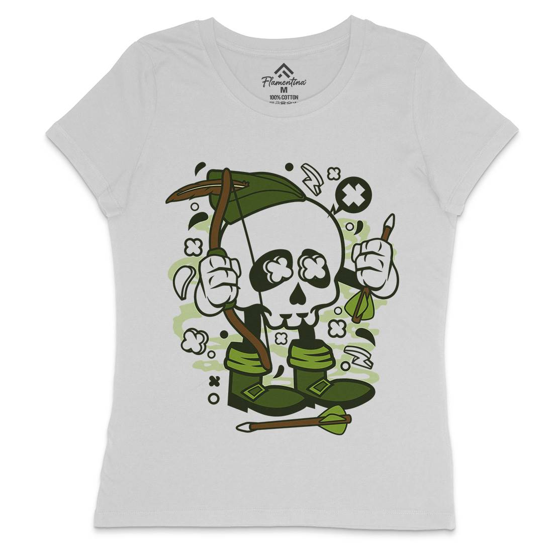 Robin Hood Skull Womens Crew Neck T-Shirt Warriors C205