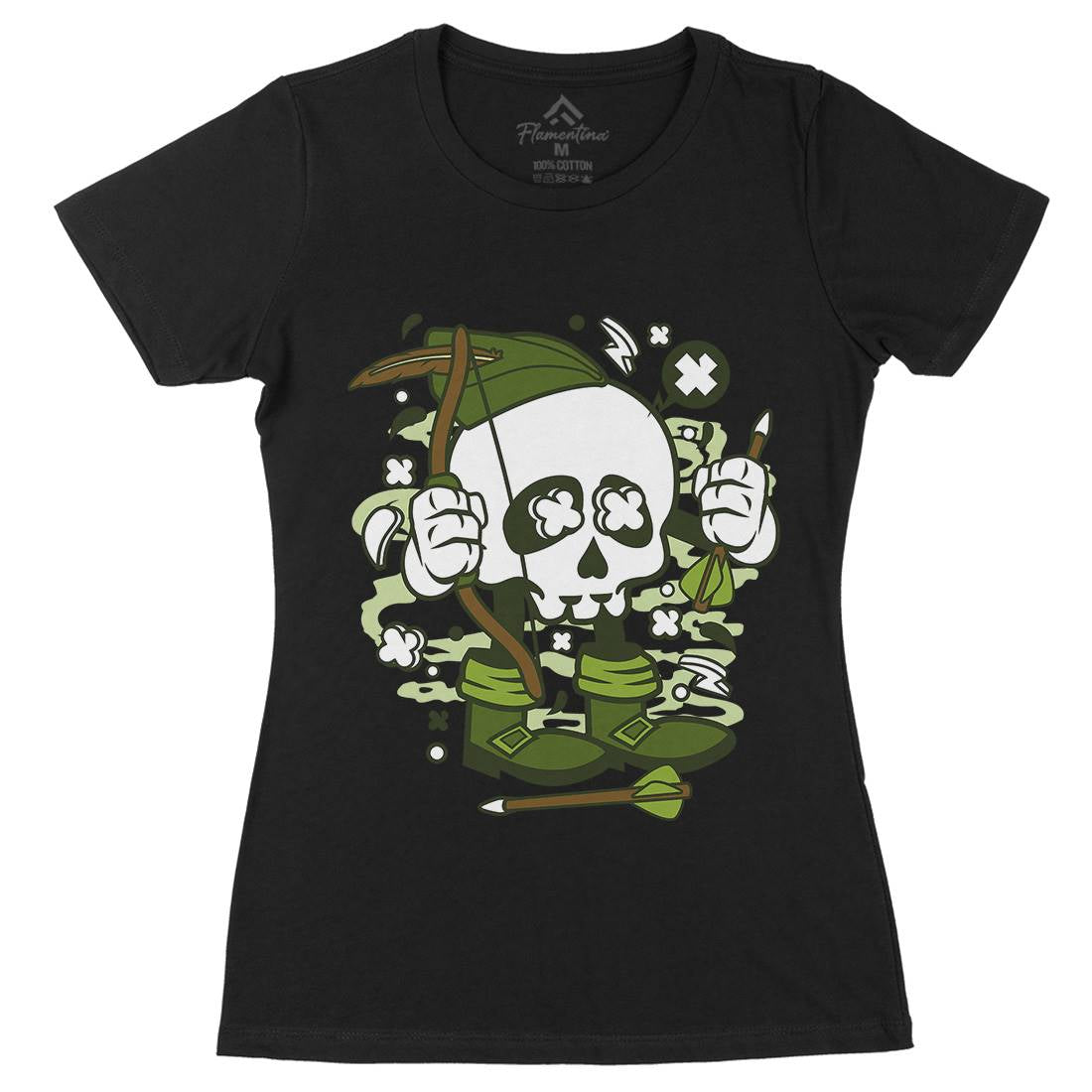 Robin Hood Skull Womens Organic Crew Neck T-Shirt Warriors C205