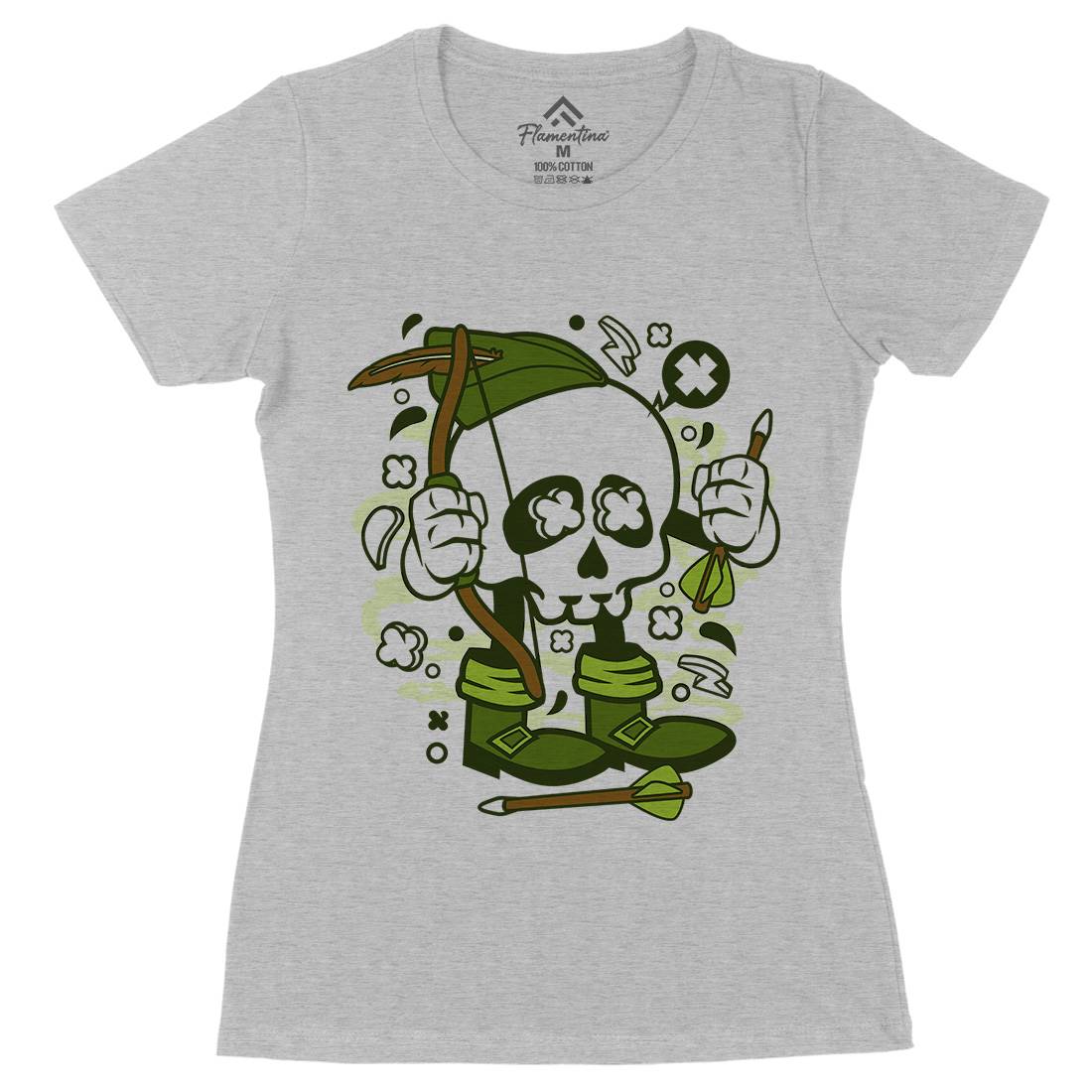 Robin Hood Skull Womens Organic Crew Neck T-Shirt Warriors C205