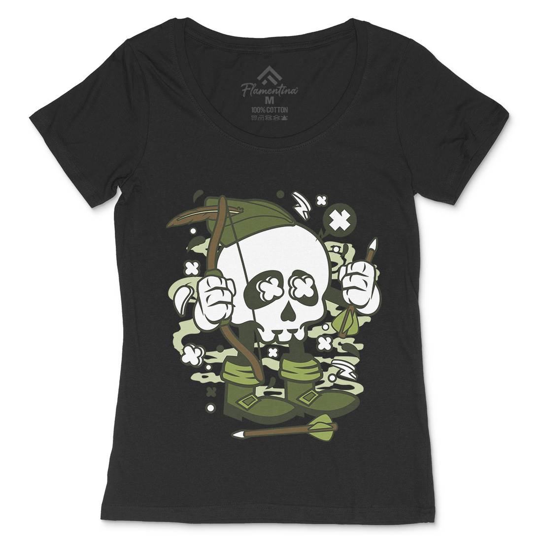 Robin Hood Skull Womens Scoop Neck T-Shirt Warriors C205