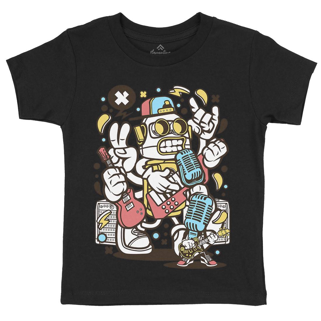 Robot Rocker Kids Organic Crew Neck T-Shirt Music C206
