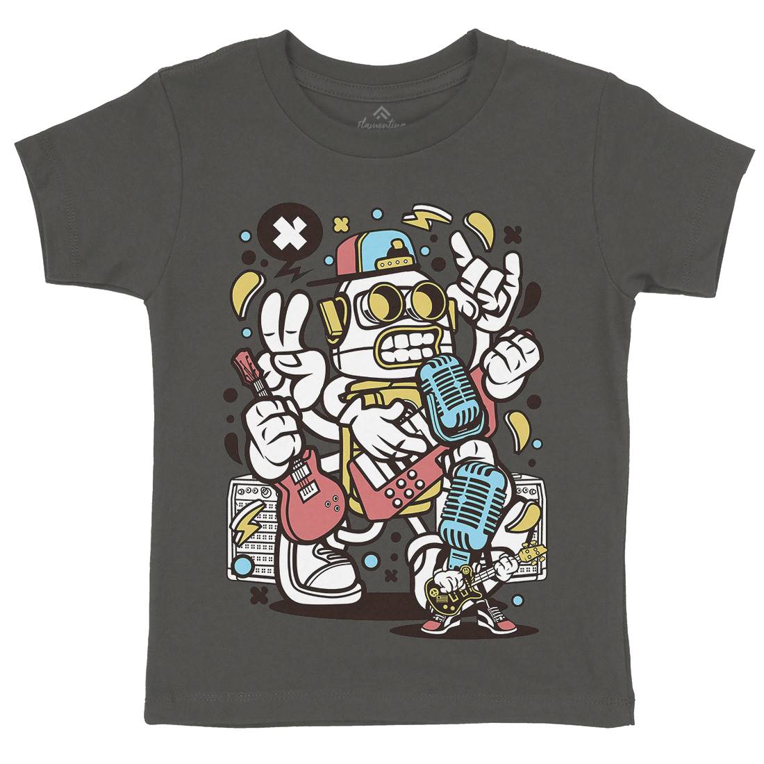 Robot Rocker Kids Crew Neck T-Shirt Music C206