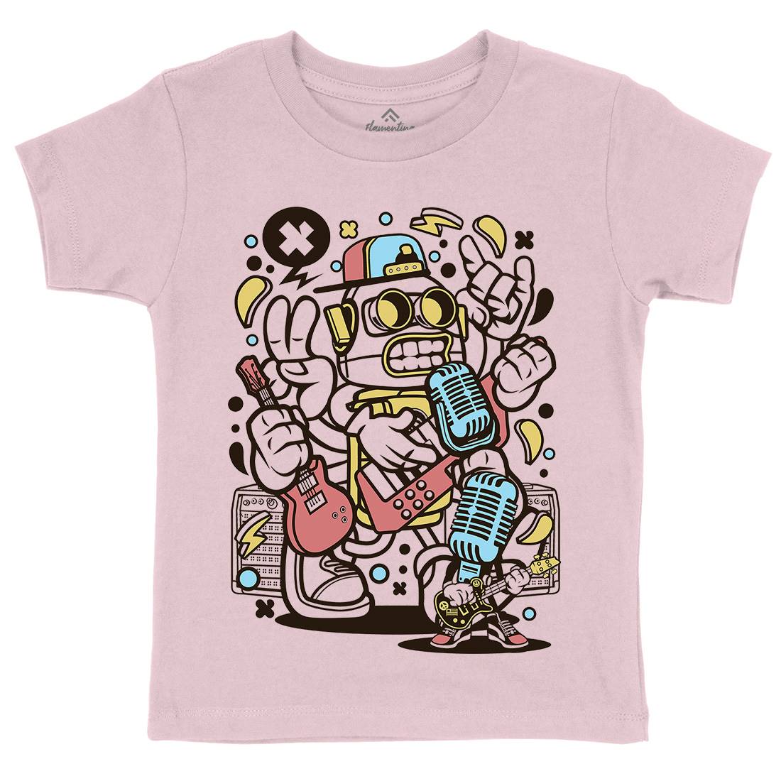 Robot Rocker Kids Crew Neck T-Shirt Music C206
