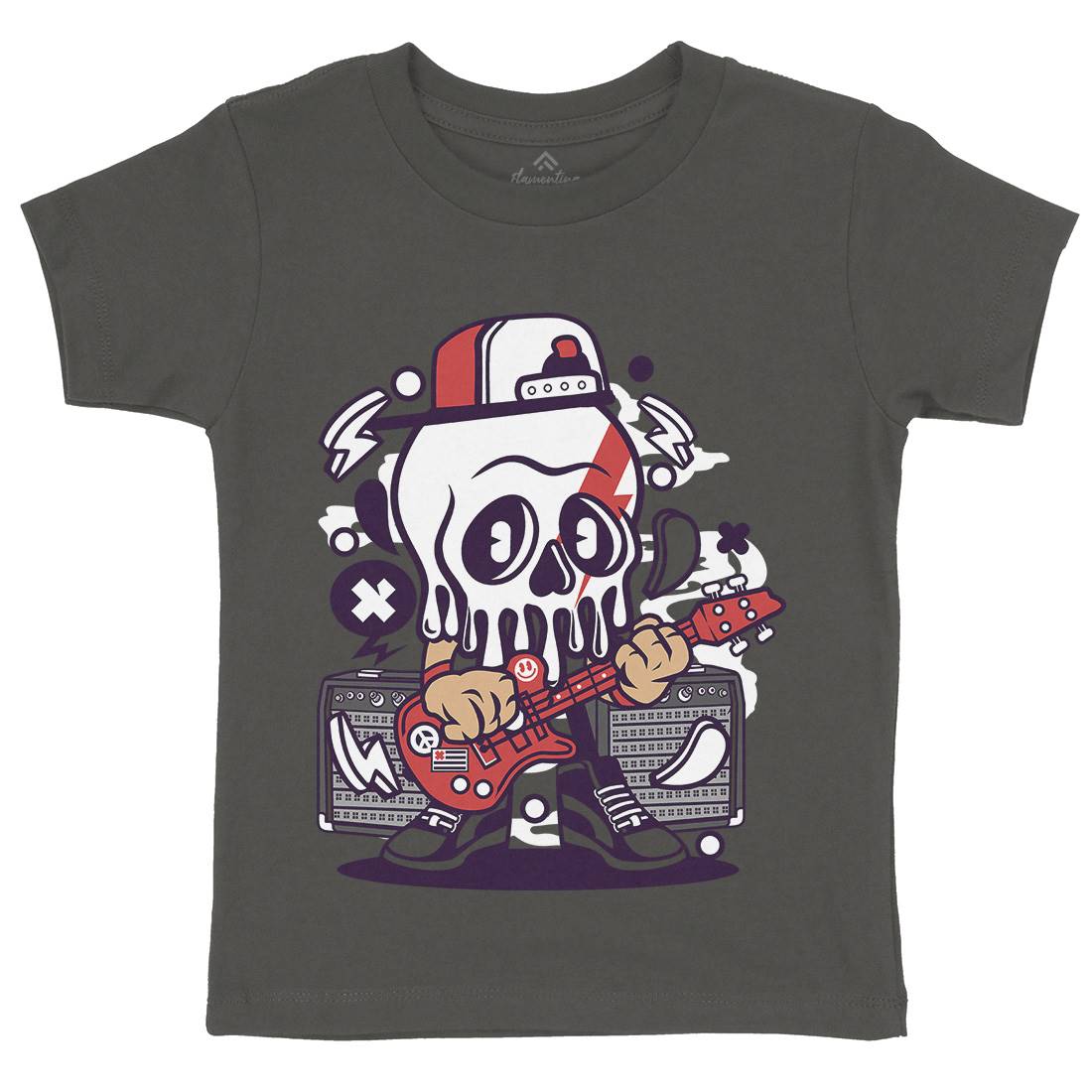 Rock Skull Kids Organic Crew Neck T-Shirt Music C208