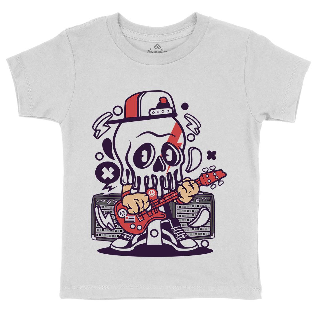 Rock Skull Kids Organic Crew Neck T-Shirt Music C208