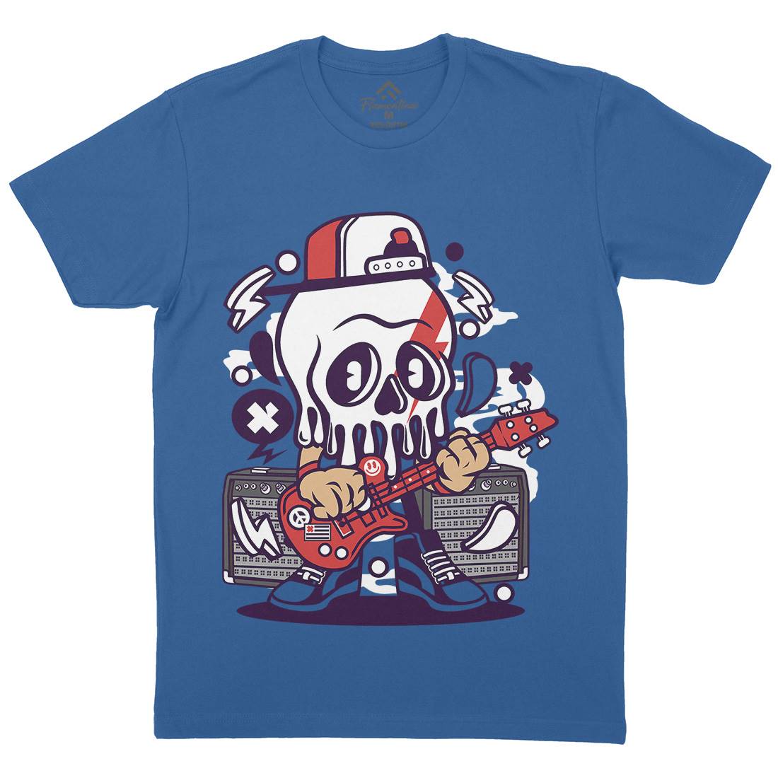 Rock Skull Mens Organic Crew Neck T-Shirt Music C208
