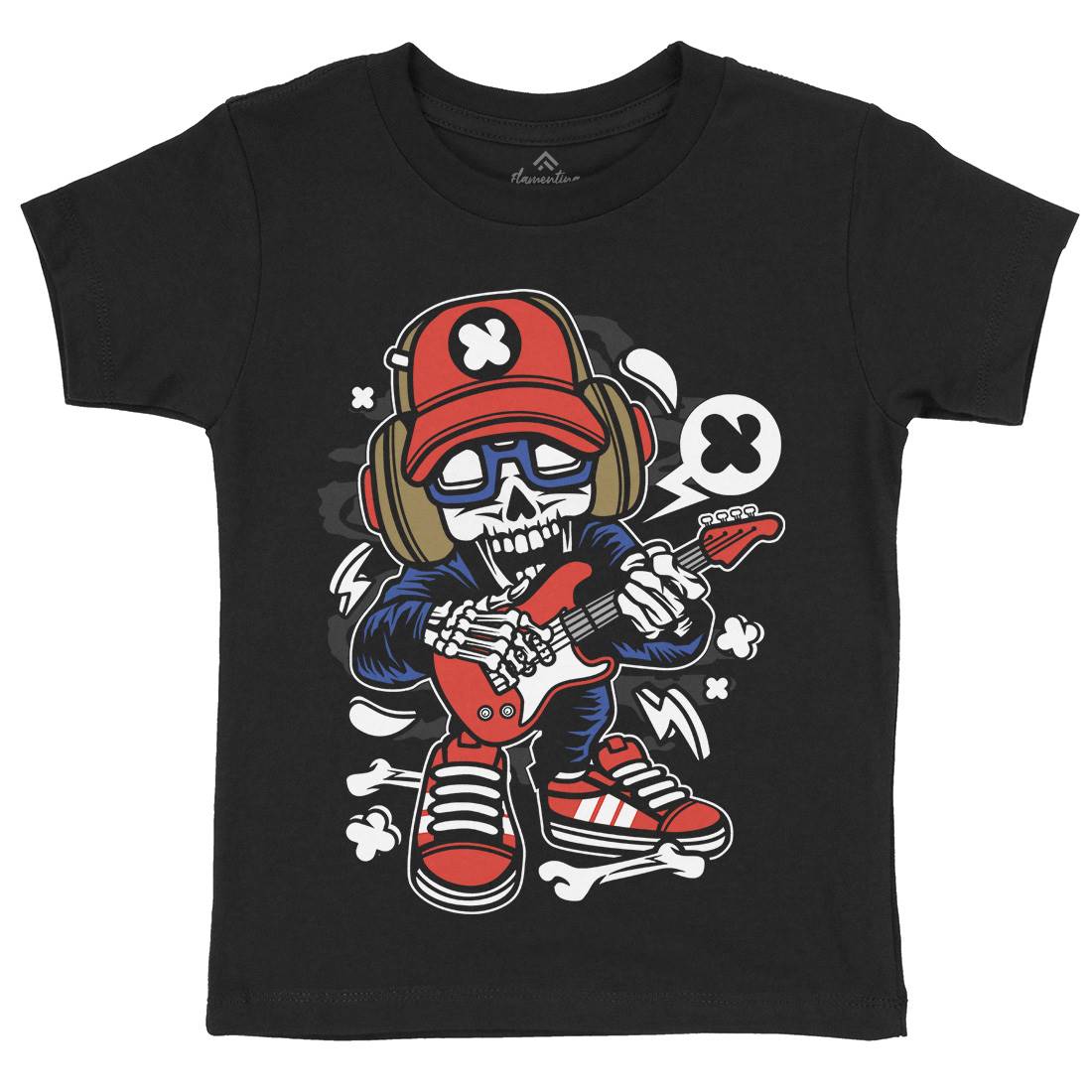 Rock Star Skull Kids Crew Neck T-Shirt Music C209