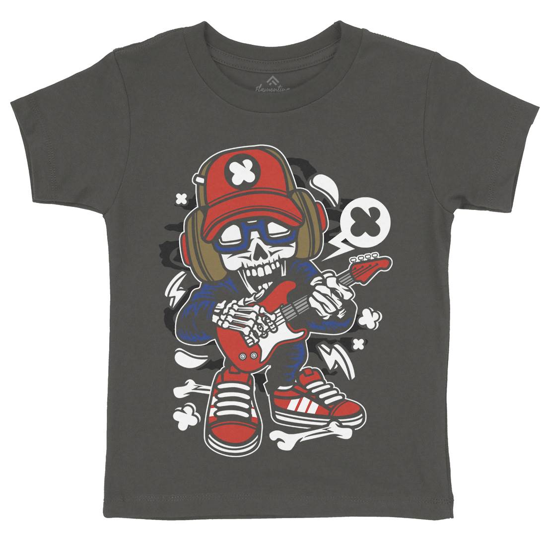 Rock Star Skull Kids Crew Neck T-Shirt Music C209
