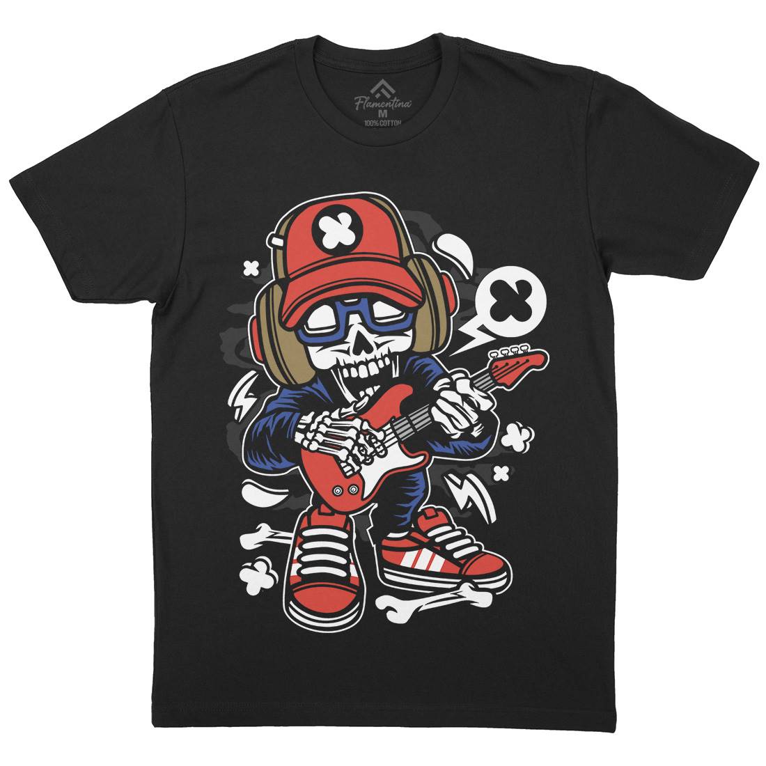 Rock Star Skull Mens Crew Neck T-Shirt Music C209