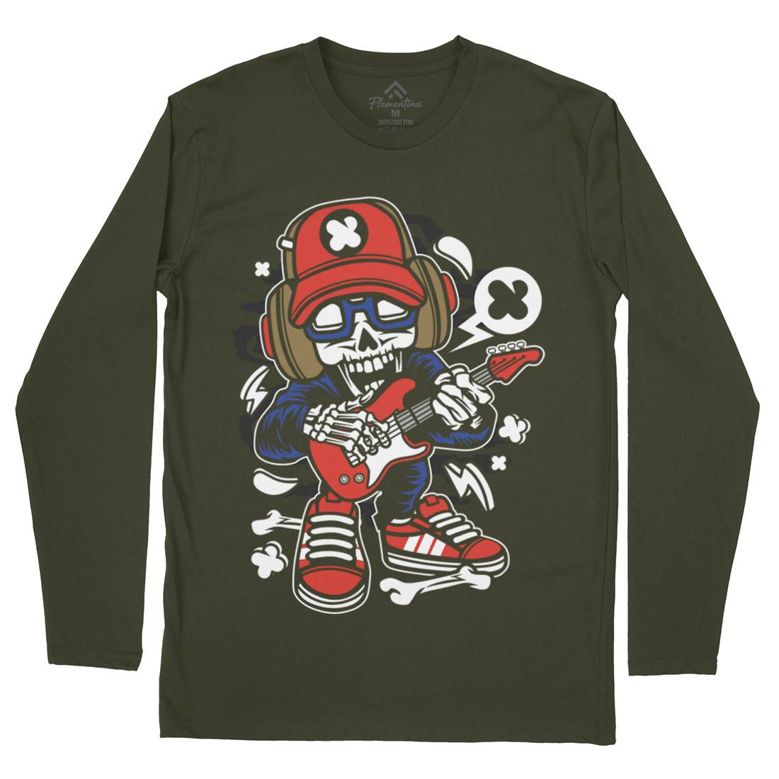 Rock Star Skull Mens Long Sleeve T-Shirt Music C209