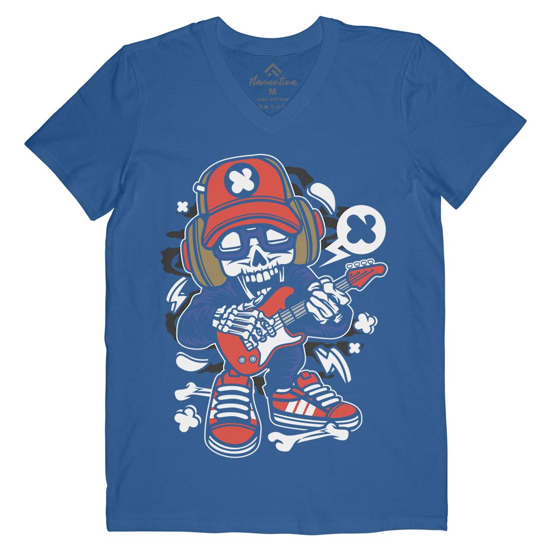 Rock Star Skull Mens V-Neck T-Shirt Music C209