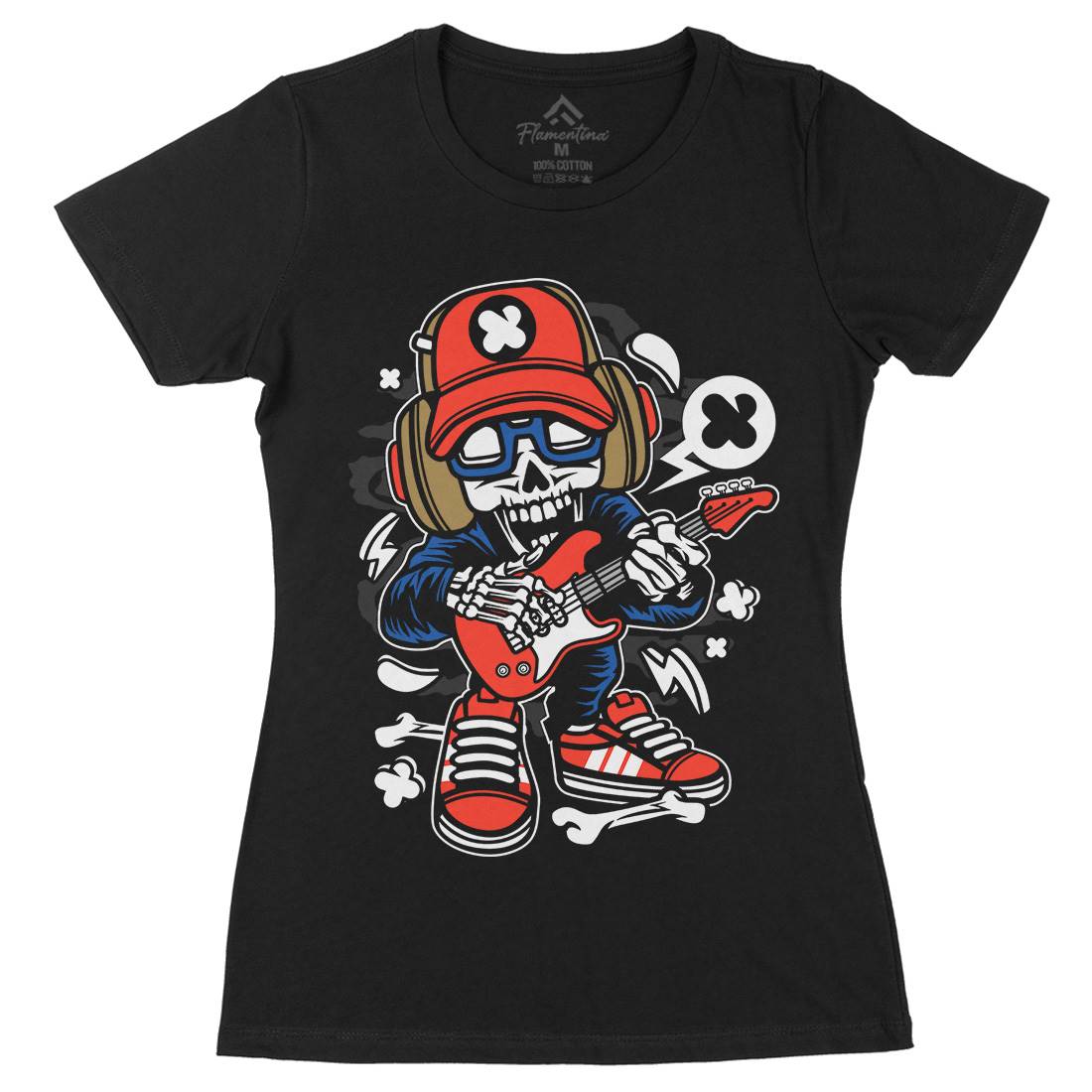 Rock Star Skull Womens Organic Crew Neck T-Shirt Music C209