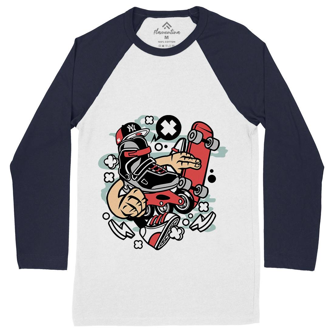 Roller Blade Mens Long Sleeve Baseball T-Shirt Skate C210