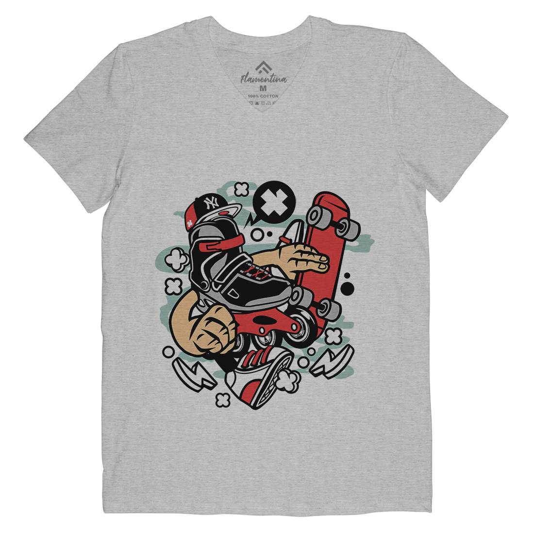 Roller Blade Mens Organic V-Neck T-Shirt Skate C210