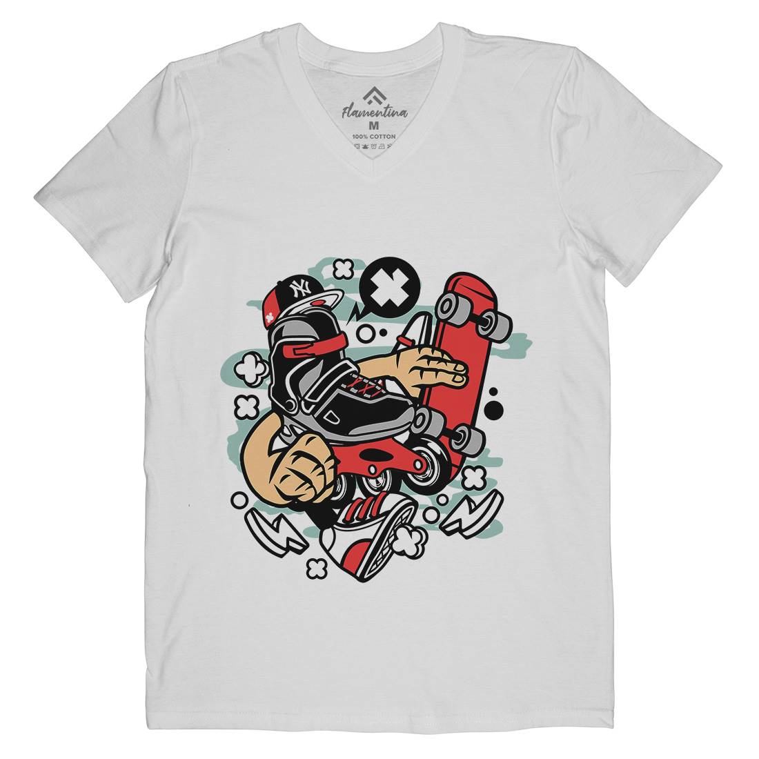 Roller Blade Mens V-Neck T-Shirt Skate C210