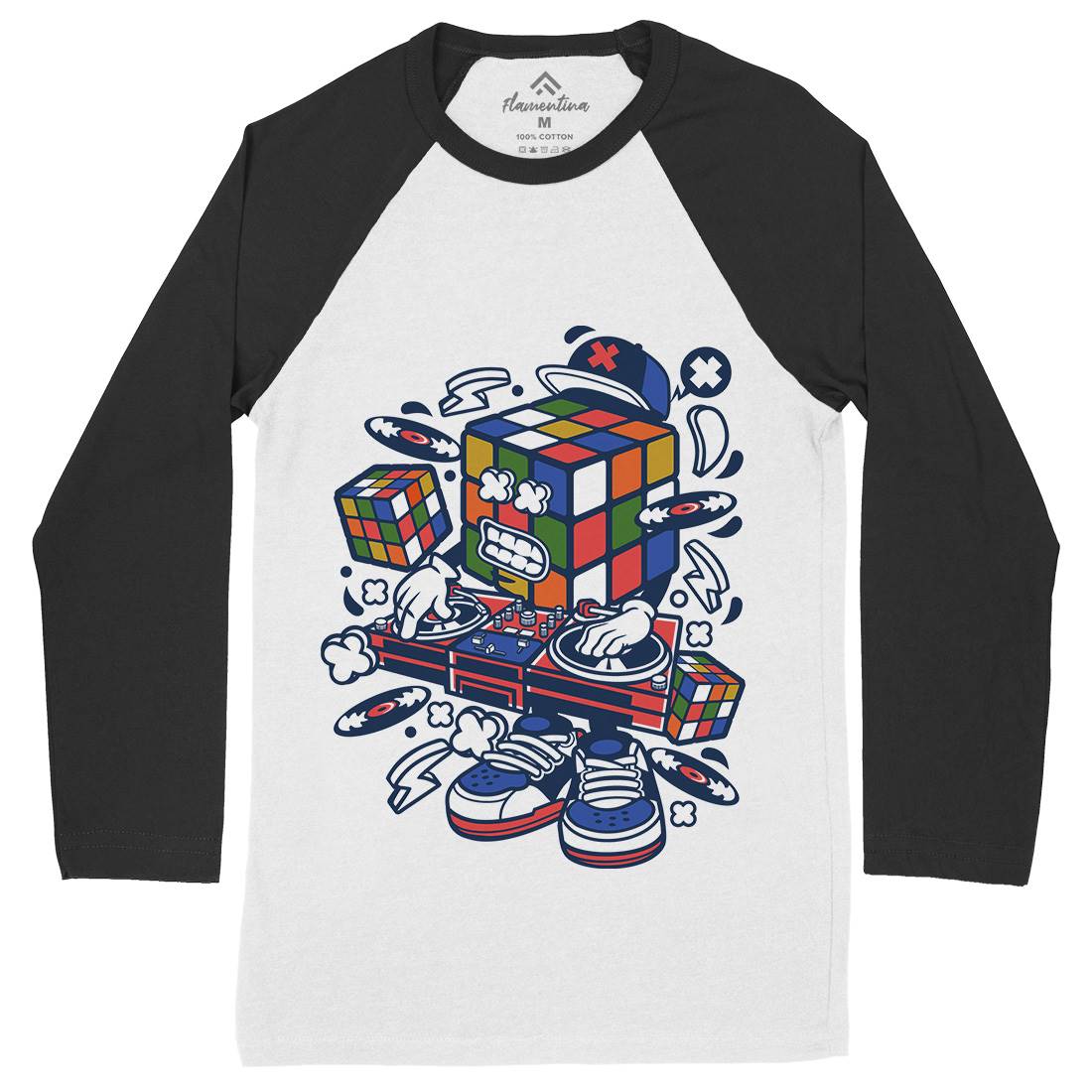 Cube Disk Jockey Mens Long Sleeve Baseball T-Shirt Music C211