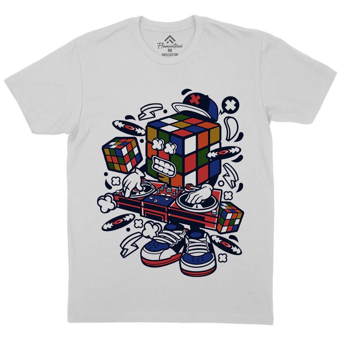 Cube Disk Jockey Mens Crew Neck T-Shirt Music C211