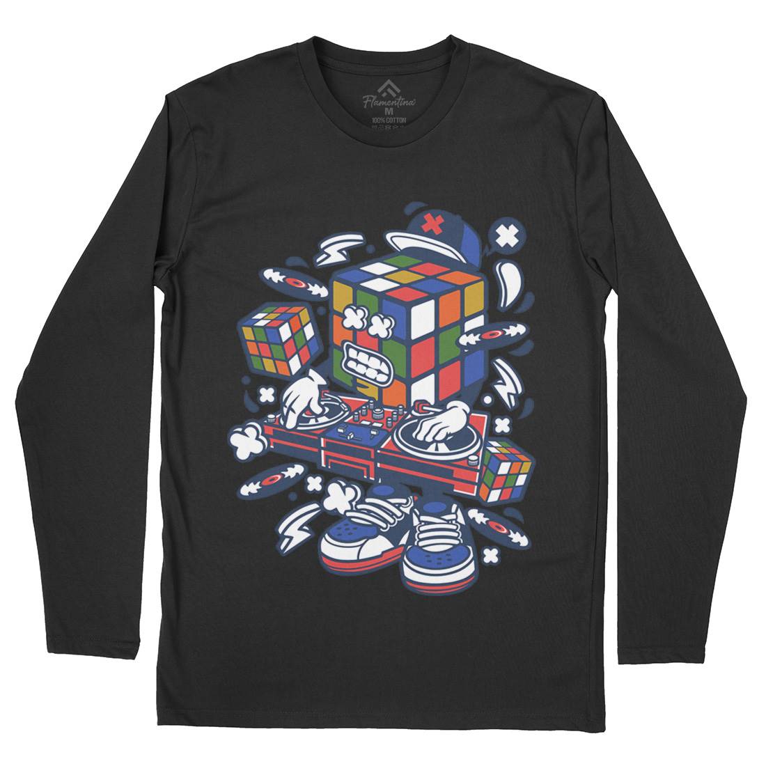 Cube Disk Jockey Mens Long Sleeve T-Shirt Music C211