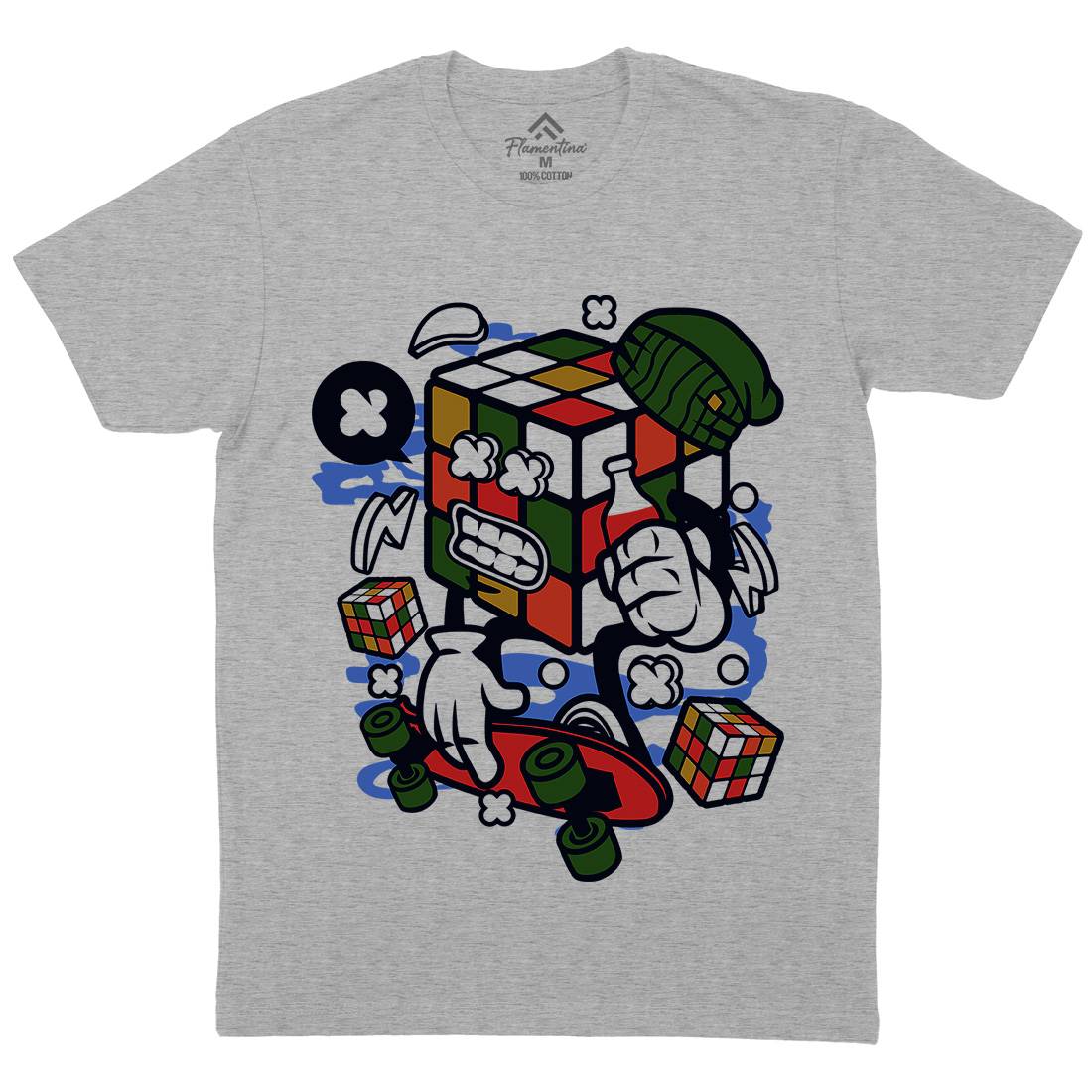 Cube Skater Mens Organic Crew Neck T-Shirt Skate C212