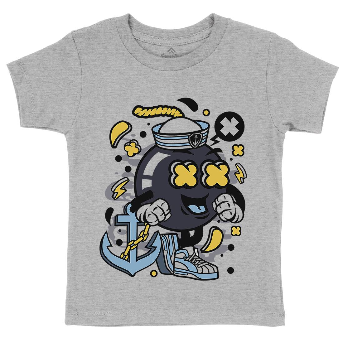 Sailor Bomb Kids Organic Crew Neck T-Shirt Navy C213
