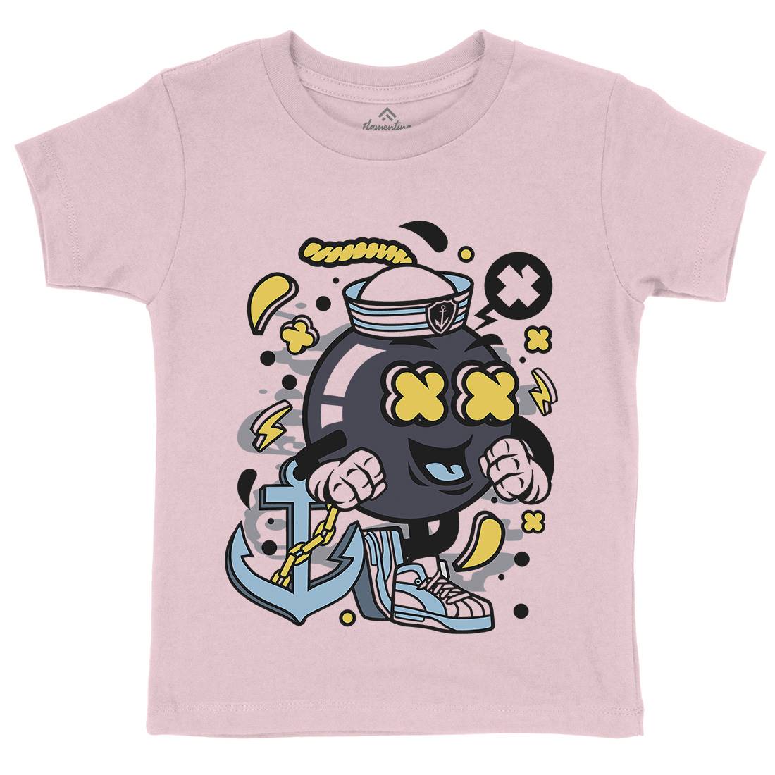 Sailor Bomb Kids Organic Crew Neck T-Shirt Navy C213