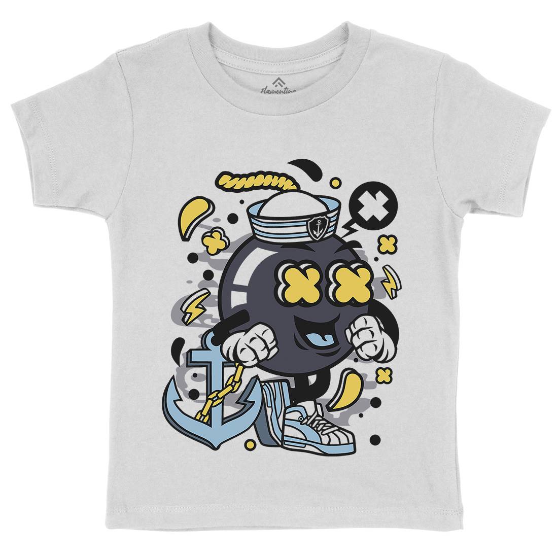 Sailor Bomb Kids Crew Neck T-Shirt Navy C213