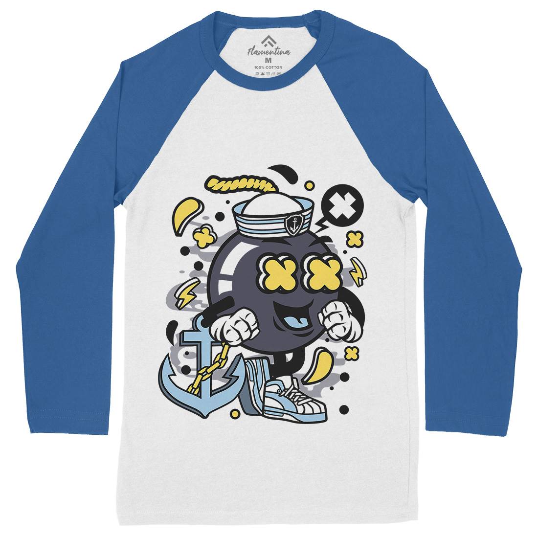 Sailor Bomb Mens Long Sleeve Baseball T-Shirt Navy C213