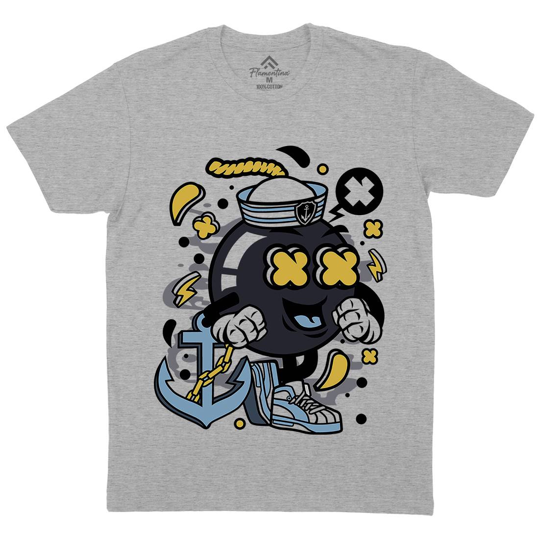 Sailor Bomb Mens Crew Neck T-Shirt Navy C213