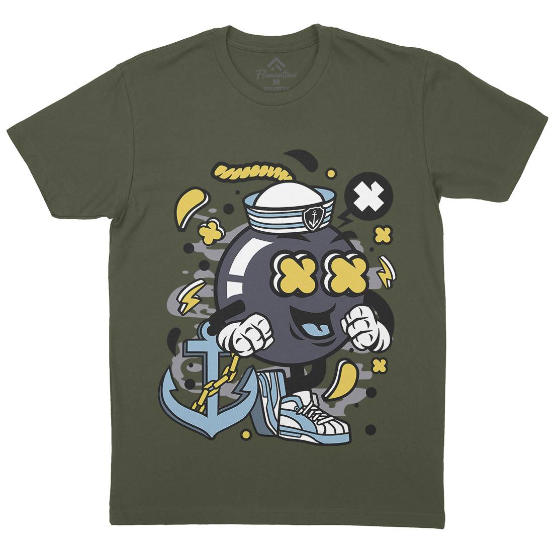 Sailor Bomb Mens Organic Crew Neck T-Shirt Navy C213