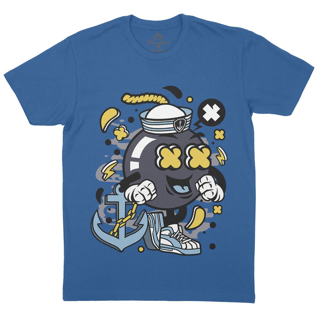Sailor Bomb Mens Organic Crew Neck T-Shirt Navy C213