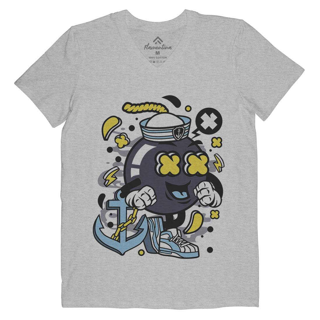 Sailor Bomb Mens Organic V-Neck T-Shirt Navy C213
