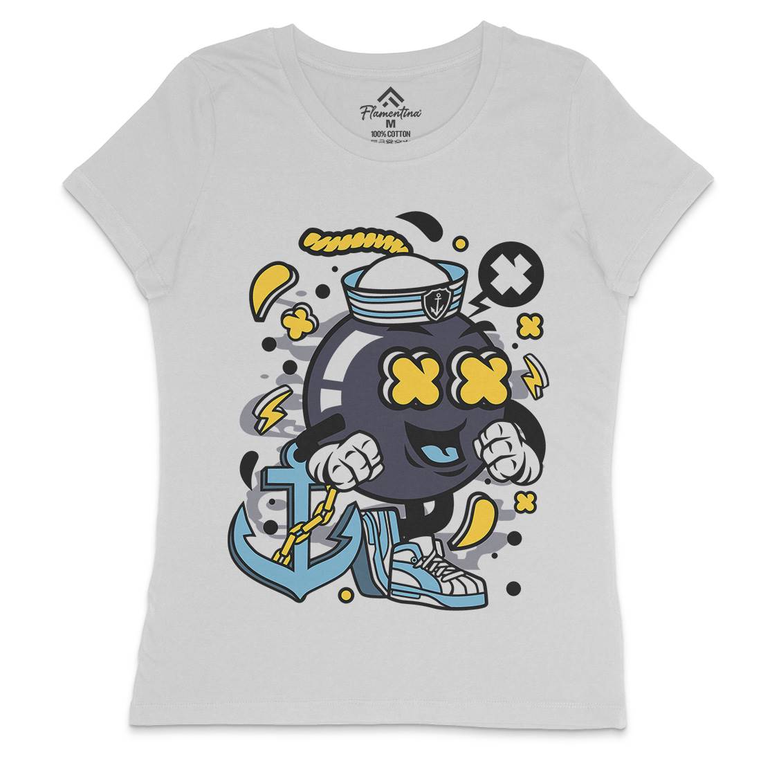 Sailor Bomb Womens Crew Neck T-Shirt Navy C213