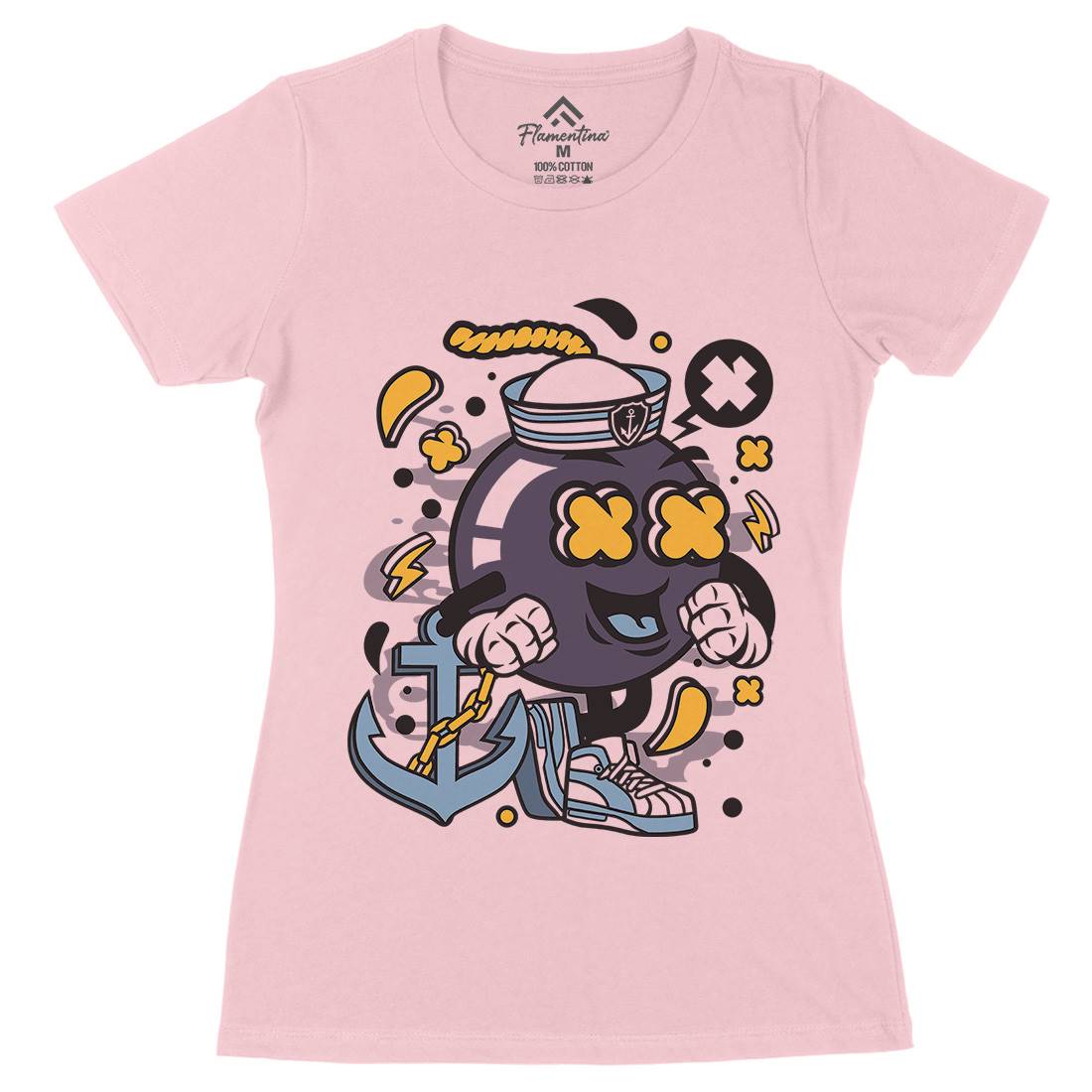 Sailor Bomb Womens Organic Crew Neck T-Shirt Navy C213