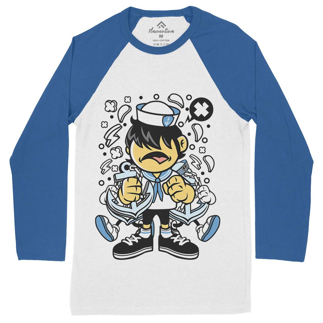 Sailor Kid Mens Long Sleeve Baseball T-Shirt Navy C214
