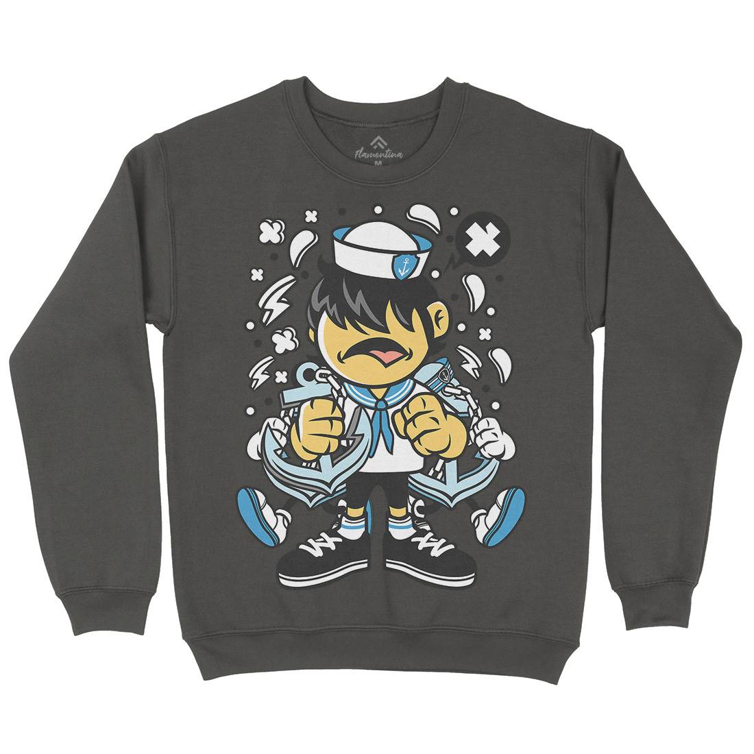 Sailor Kid Mens Crew Neck Sweatshirt Navy C214